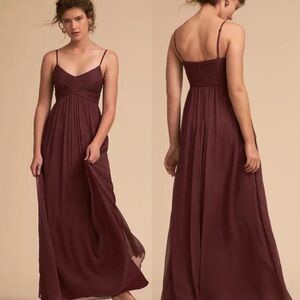 [S] BHLDN Anthropologie Bridgette Sweetheart Neckline Burgundy Red Evening Dress